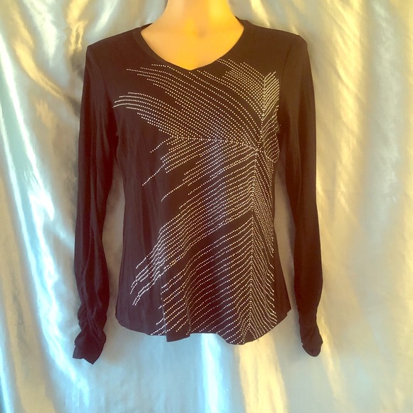 Kenneth Cole embellished LS stretch top, PS - Picture 1 of 6